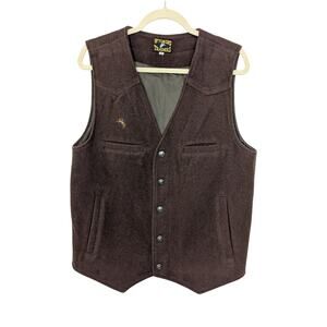 Wyoming Traders Riding Rancher Vest 100% Virgin Wool Brown Mens Size Medium